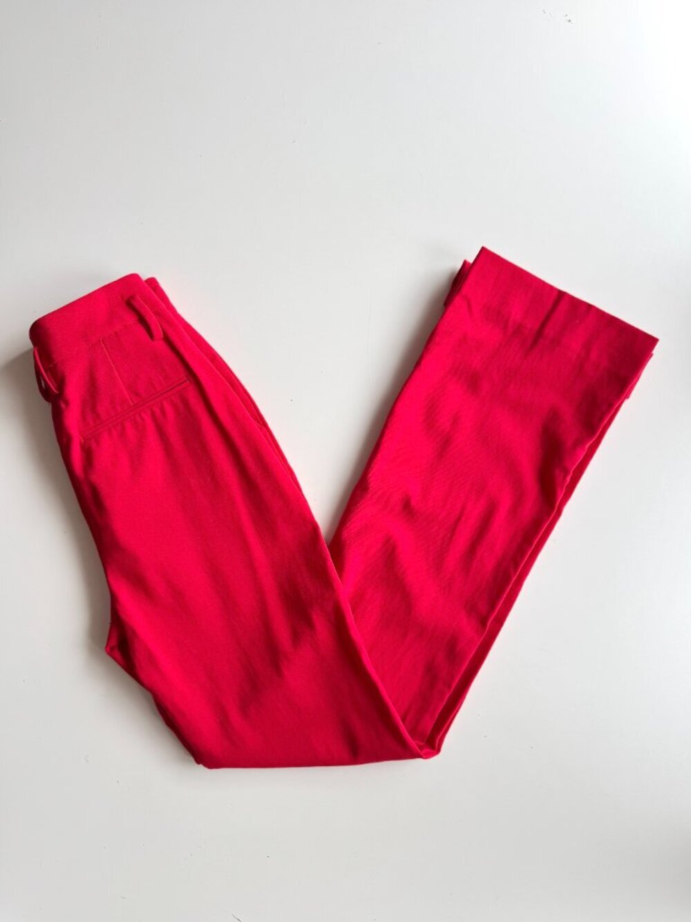 JUDITH & CHARLES Red Bi-Stretch Virgin Wool Boot Leg Trouser Pants, Size 2